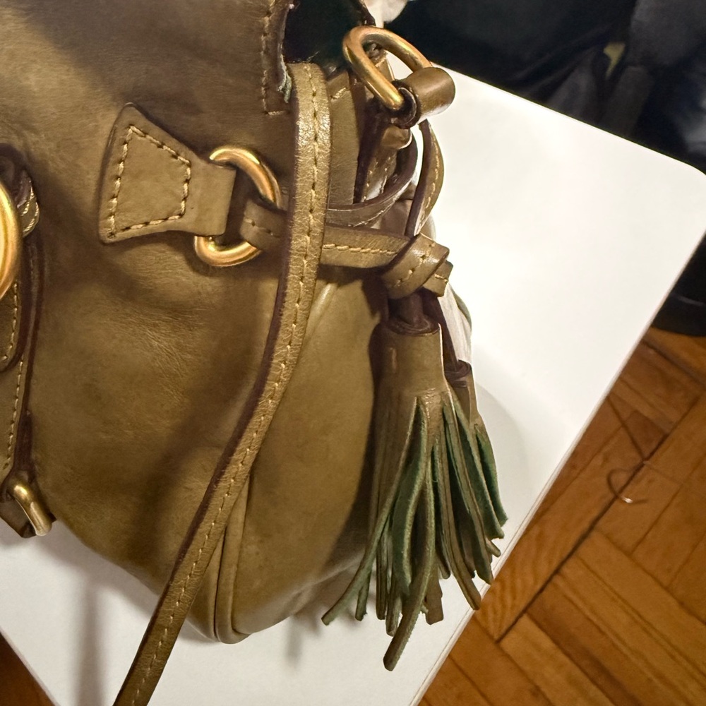 Dooney & Bourke Florentine Leather Tassel Shoulder Bag - Moss - Picture 9 of 12